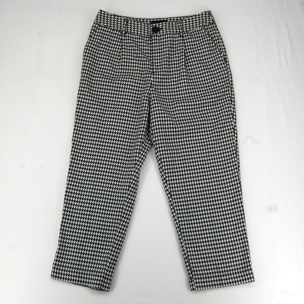 Who What Wear Pants Womens 14 Black White‎ Houndstooth Ankle Tapered Ponte